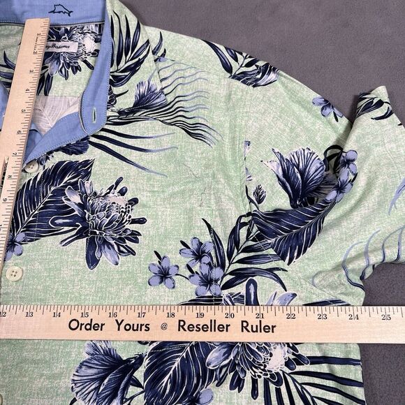 Tommy Bahama Camp Shirt Shirt Men Large Green‎ Blue Goa Gardens Tropical Silk - Picture 4 of 9